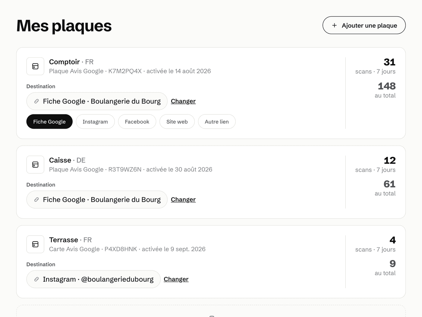 Suivez vos plaques, changez le lien, sans abonnement